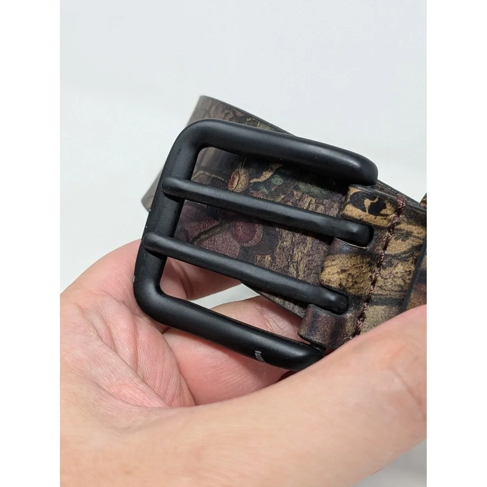 Camouflage Genuine Leather Double Prong Belt Forest Oak Camo 1402 Mens Size M